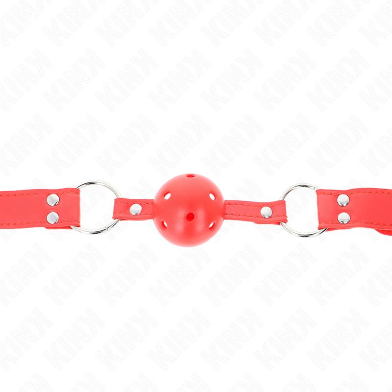 COMPLETE RED HOLLOW HARD BALL GAG 62 x 2 CM