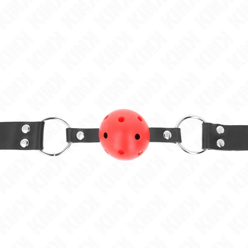 BREATHABLE BALL 4 CM GAG WITH DOUBLE RIVET RED 62.5 x 2.5 CM ADJUSTABLE 42-58 CM
