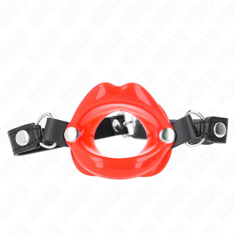 LIP 8 CM GAG WITH RED LEATHERETTE STRAP 63 x 2 CM ADJUSTABLE 39-58 CM