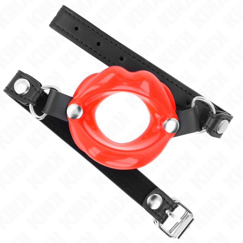 LIP 8 CM GAG WITH RED LEATHERETTE STRAP 63 x 2 CM ADJUSTABLE 39-58 CM