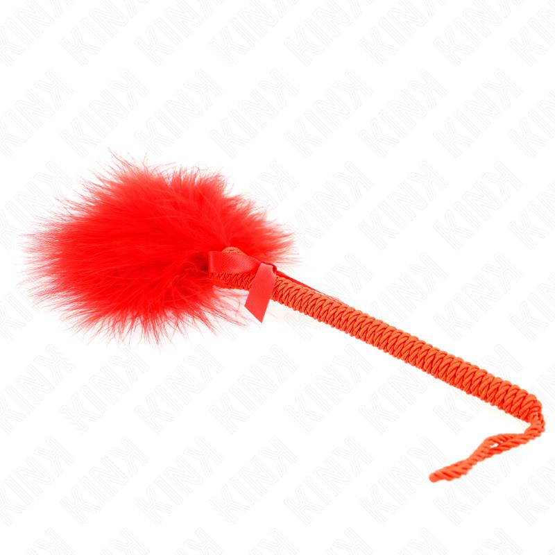 NYLON ROPE WAND WITH TICKLE FEATHERS AND RED BOW 25 CM