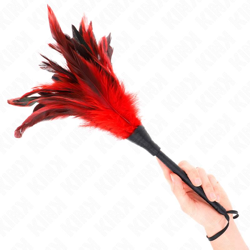 RED MAIDS HORN SHAPED TICKLE CHICKEN FEATHERS 36 CM