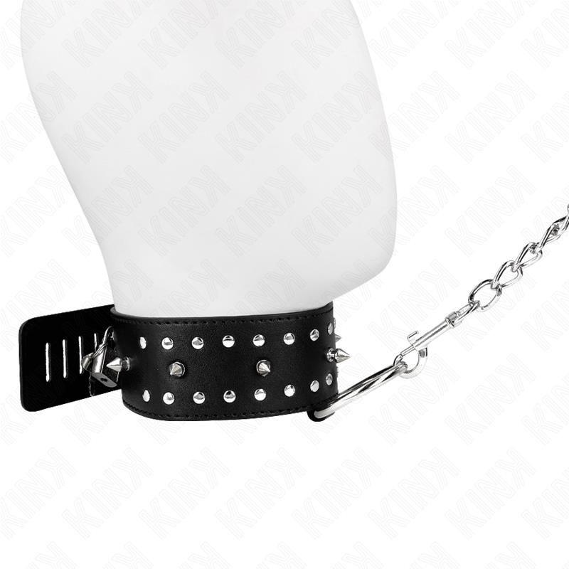 NECKLACE WITH LEASH 65 CM WITH SILVER STUDS MODEL 1 ADJUSTABLE 36-43 CM X 5 CM