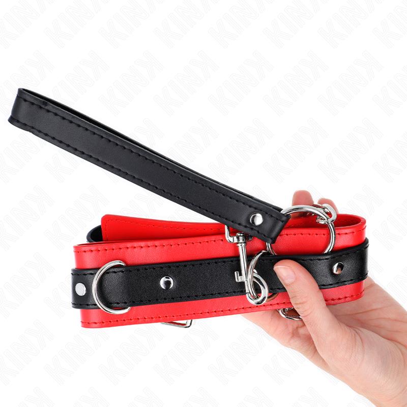 BASIC MODEL COLLAR WITH LEASH 65 CM MODEL 3 RED 53 X 5 CM