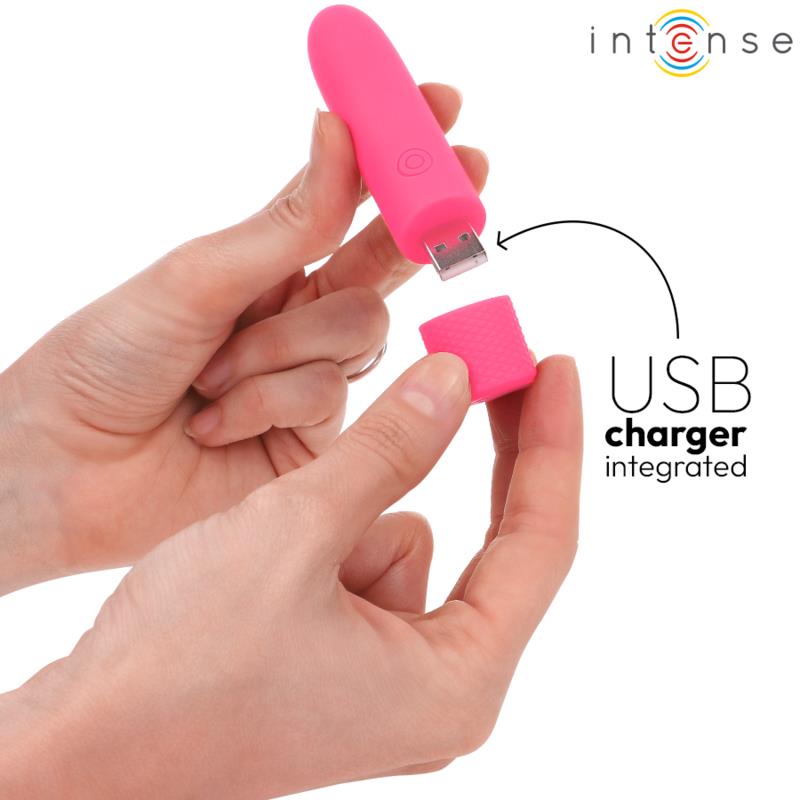 SYMONE USB RECHARGEABLE VIBRATING BULLET 8 VIBRATIONS PINK 10 X 2.2 CM