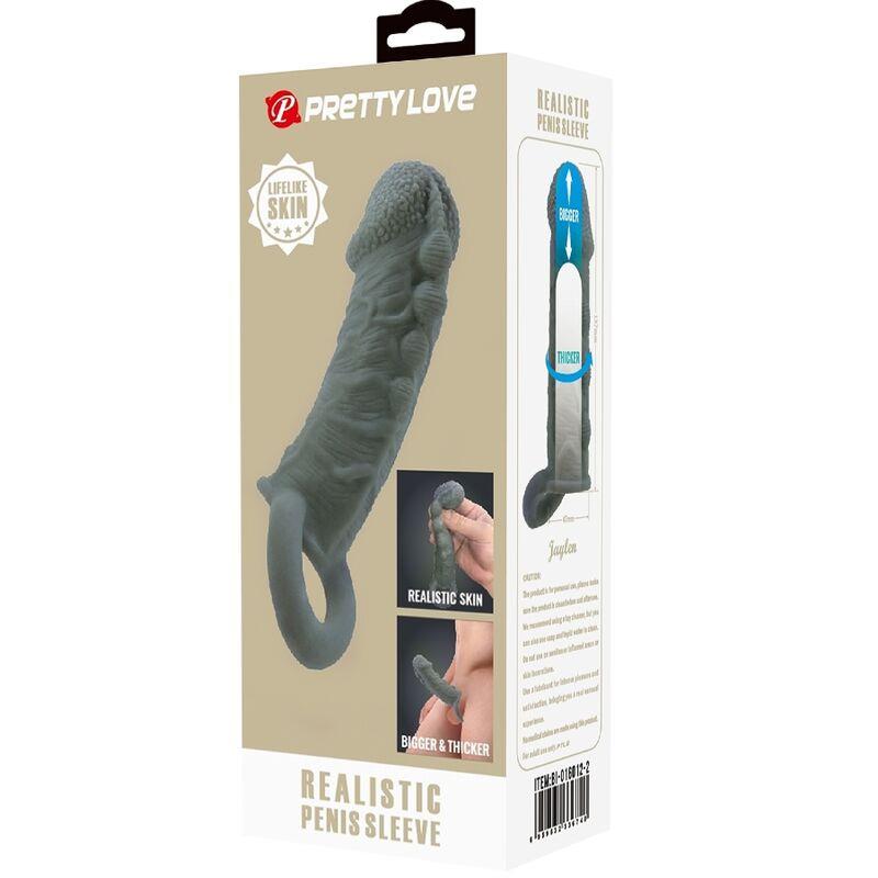 REALISTIC PENIS ENLARGER AND DELAY SLEEVE GREY