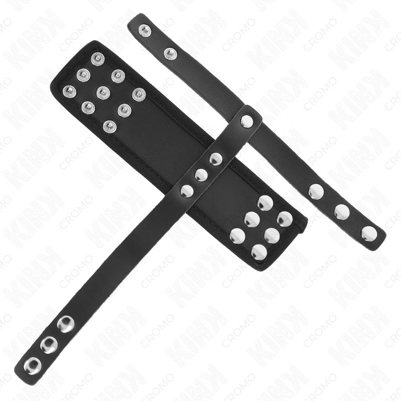 LEATHER PENIS CAGE RING WITH ADJUSTABLE COATED BALL DIVIDER STRAP