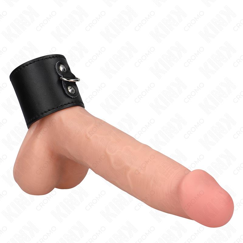 LEATHER PENIS RING WITH PRESSURE CLOSURE 18 X 5 CM