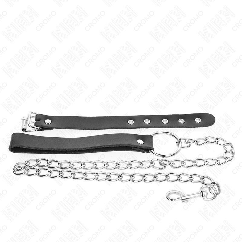 KOŽNI PRSTEN ZA PENIS S TRAKOM 21.5 X 2 CM I METALNIM LANCOM 60 CM