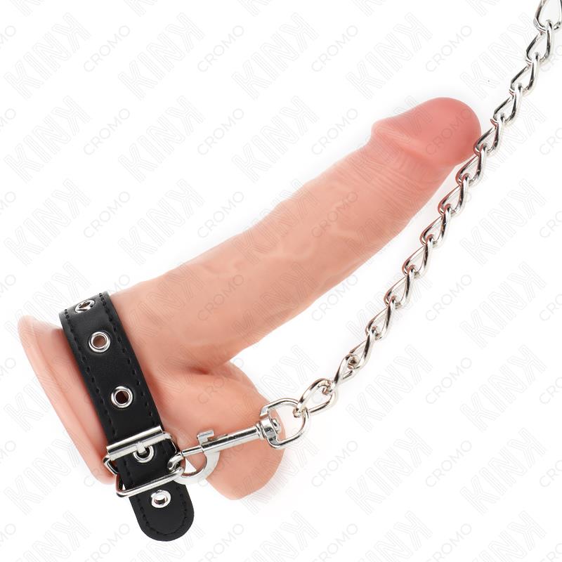 KOŽNI PRSTEN ZA PENIS S TRAKOM 21.5 X 2 CM I METALNIM LANCOM 60 CM