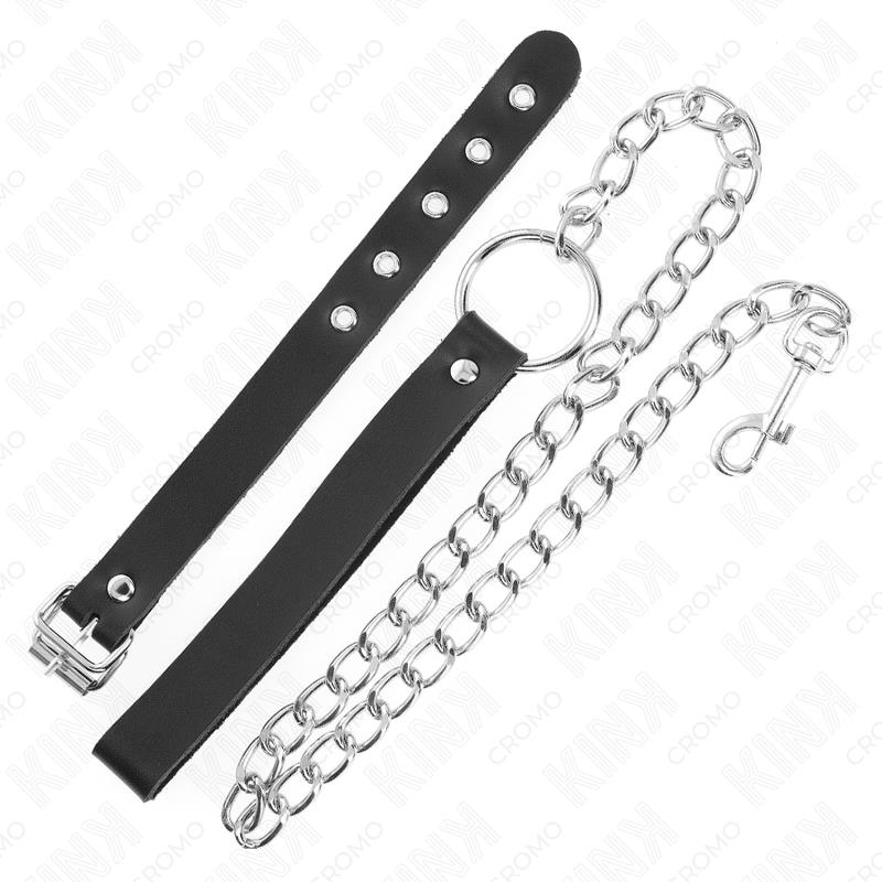 KOŽNI PRSTEN ZA PENIS S TRAKOM 21.5 X 2 CM I METALNIM LANCOM 60 CM