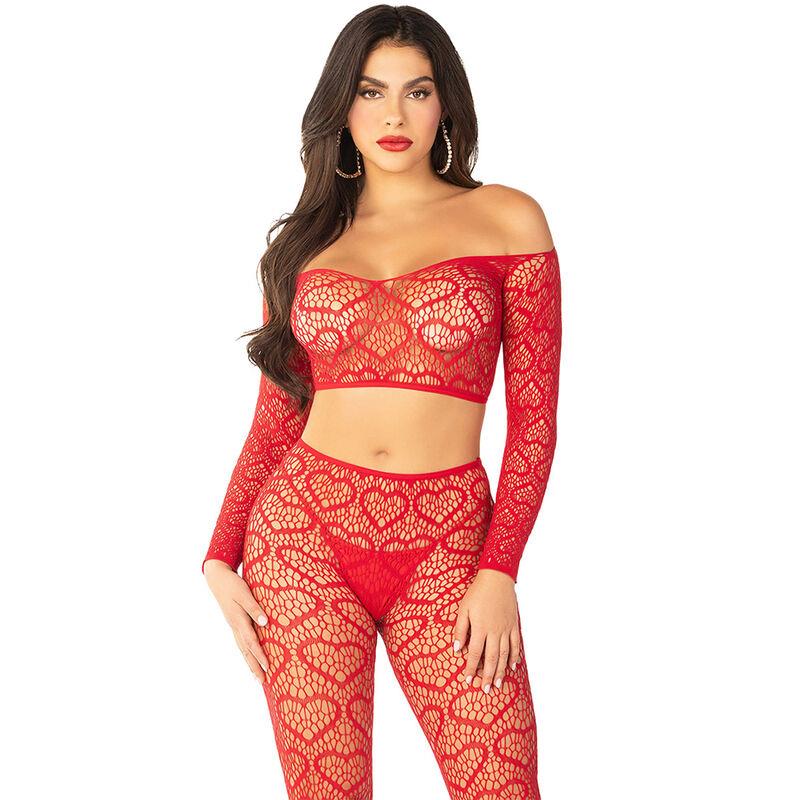 CROP TOP + STOCKINGS RED ONE SIZE