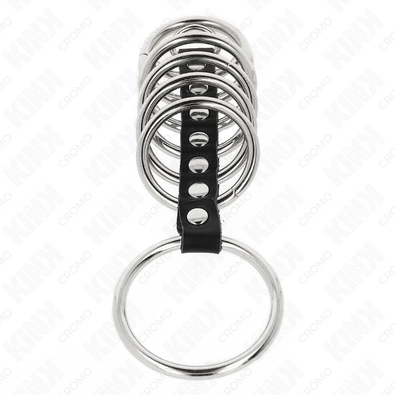 7 METALNIH PENIS PRSTENOVA 3.2 CM DO 5 CM POVEZANIH KOŽOM