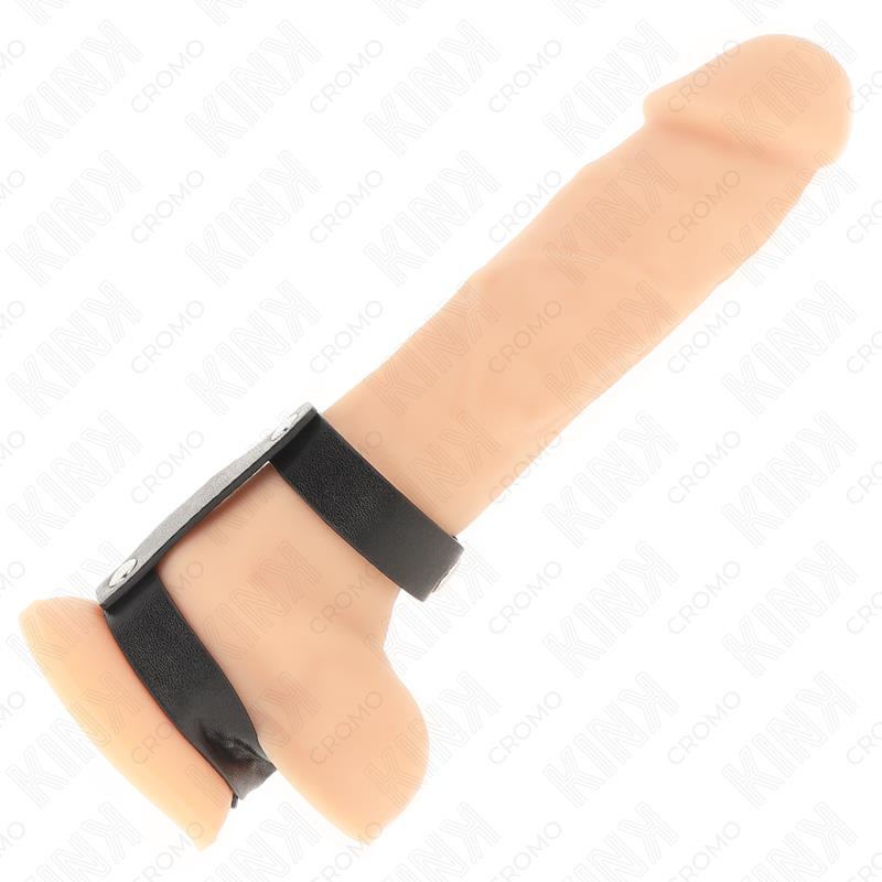ADJUSTABLE DOUBLE LEATHER PENIS RING