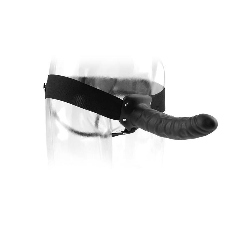 19 CM HOLLOW STRAP-ON BLACK