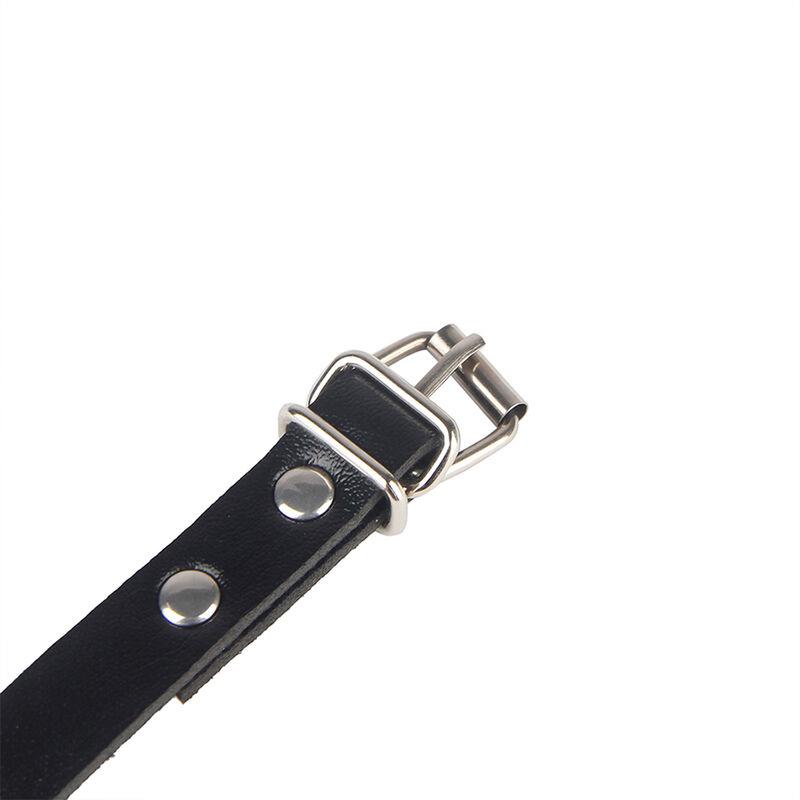 953690 HANDCUFFS WITH BONDAGE BELT BLACK ONE SIZE
