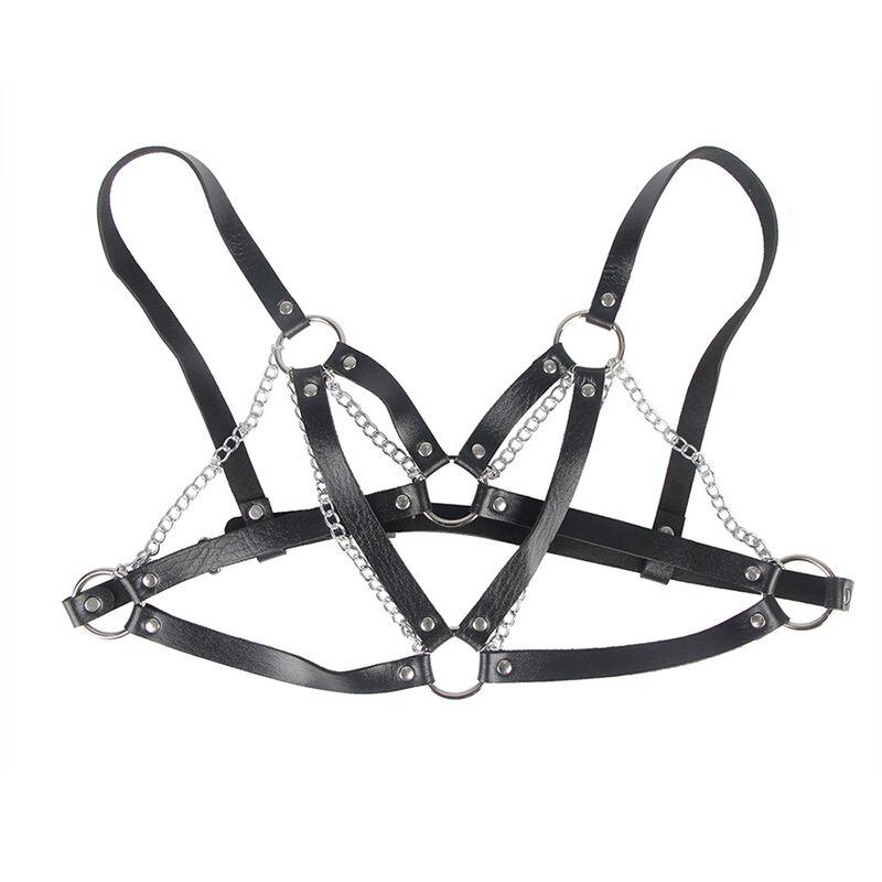 953713 PUNK BONDAGE BELT METAL BUCKLE BLACK ONE SIZE