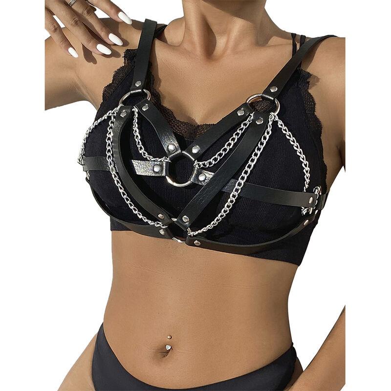 953713 PUNK BONDAGE BELT METAL BUCKLE BLACK ONE SIZE