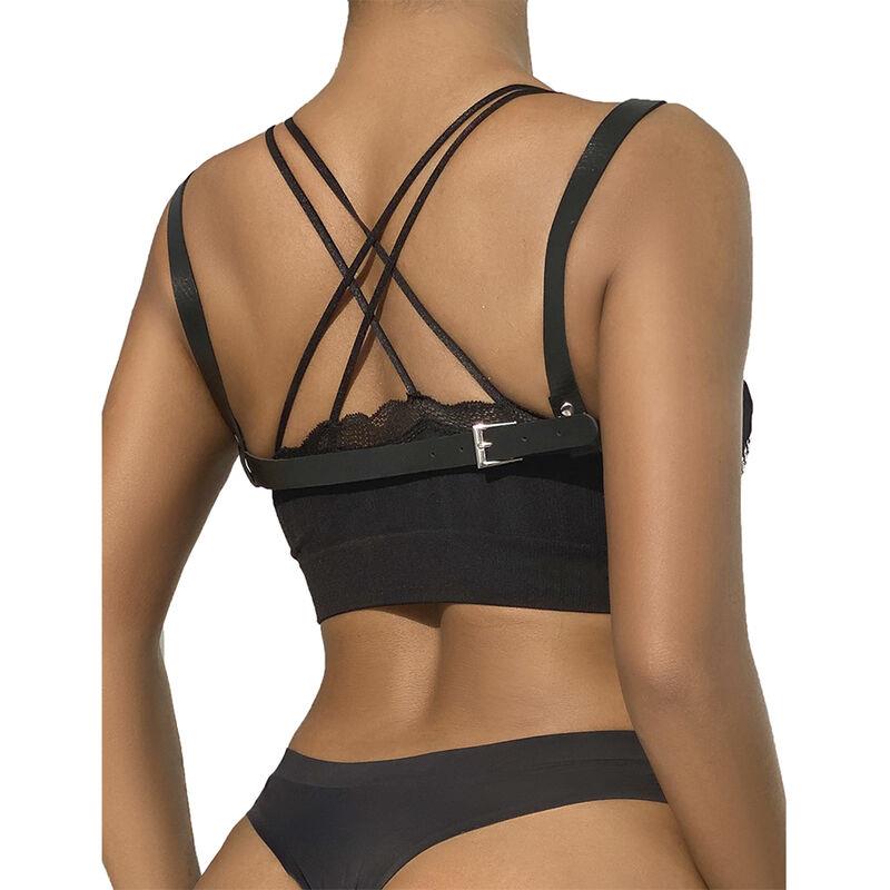 953713 PUNK BONDAGE BELT METAL BUCKLE BLACK ONE SIZE