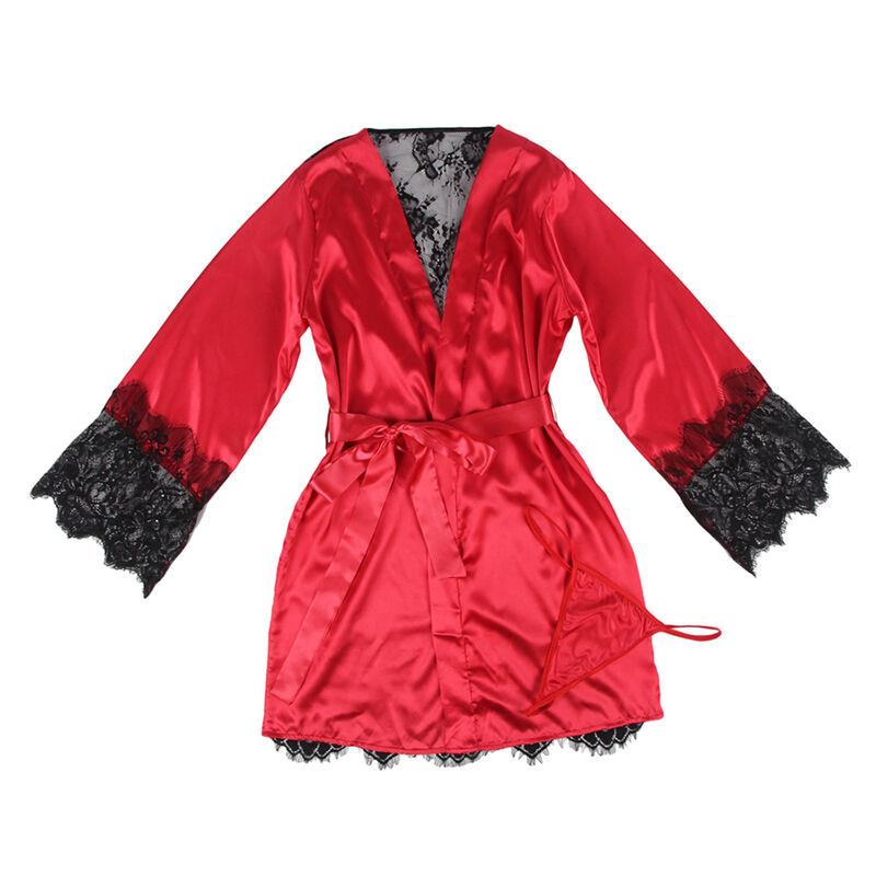 954024 ČIPKASTA PROZORNA MAJICA + TANGICE RDEČA/ČRNA L/XL