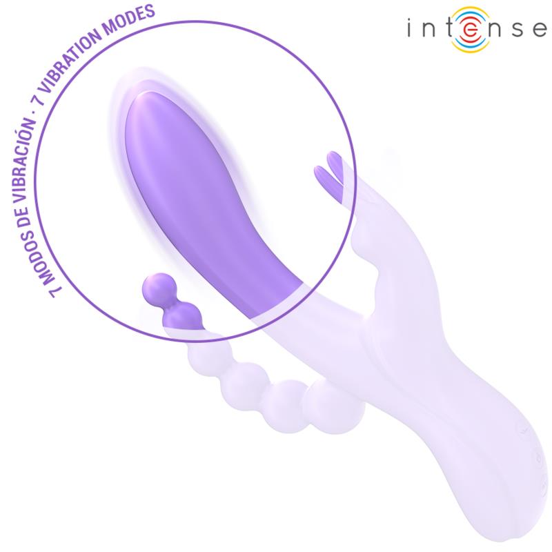 MIKO TROJNI VIBRATOR ZAJEC & STIMULATOR & ANAL 7 VIBRACIJ PURPLE