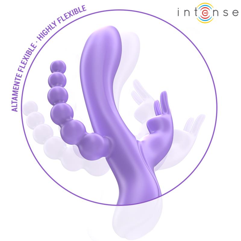 MIKO TROJNI VIBRATOR ZAJEC & STIMULATOR & ANAL 7 VIBRACIJ PURPLE