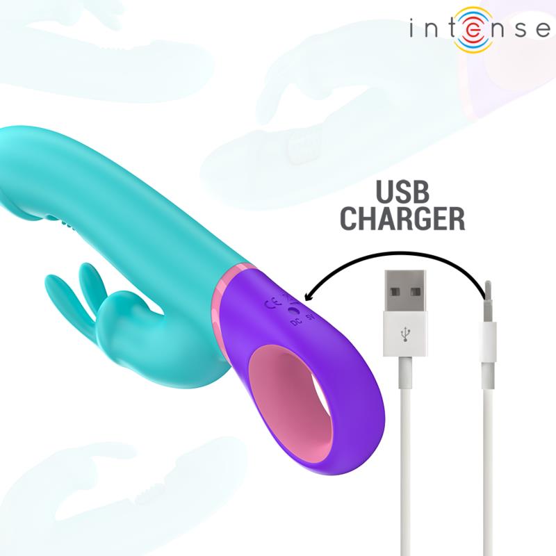 MONICA RABBIT VIBRATOR WITH ROTATING G-SPOT STIMULATOR BLUE