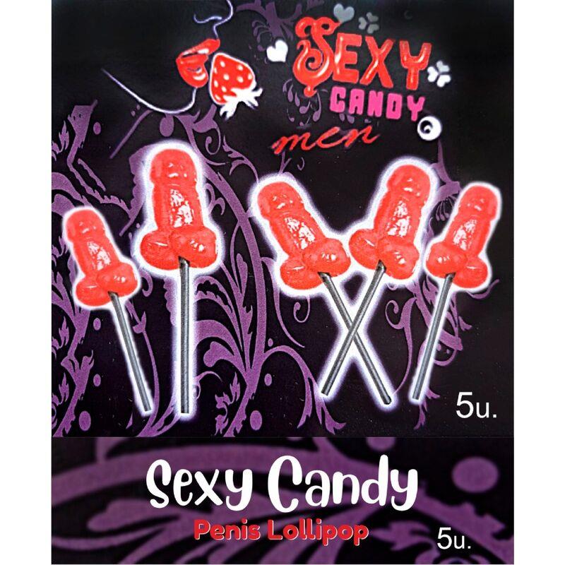 BOX OF 5 CHERRY PENIS SHAPED LOLLIPOPS