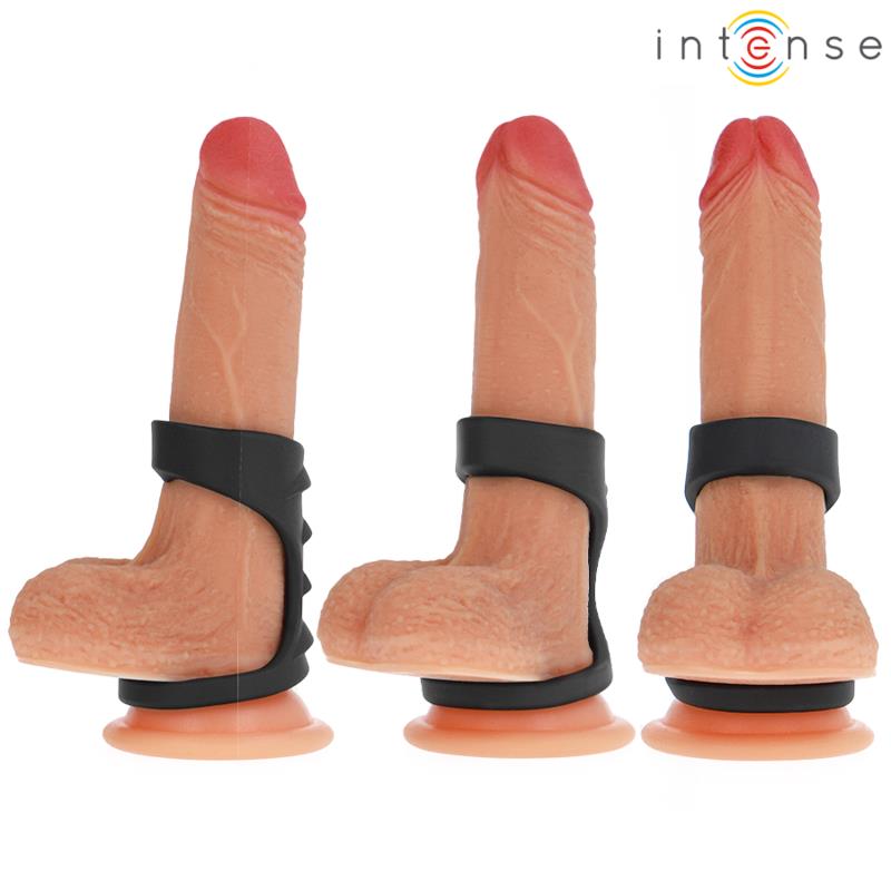 THEO DOUBLE SILICONE PENIS RING BLACK MODEL 3
