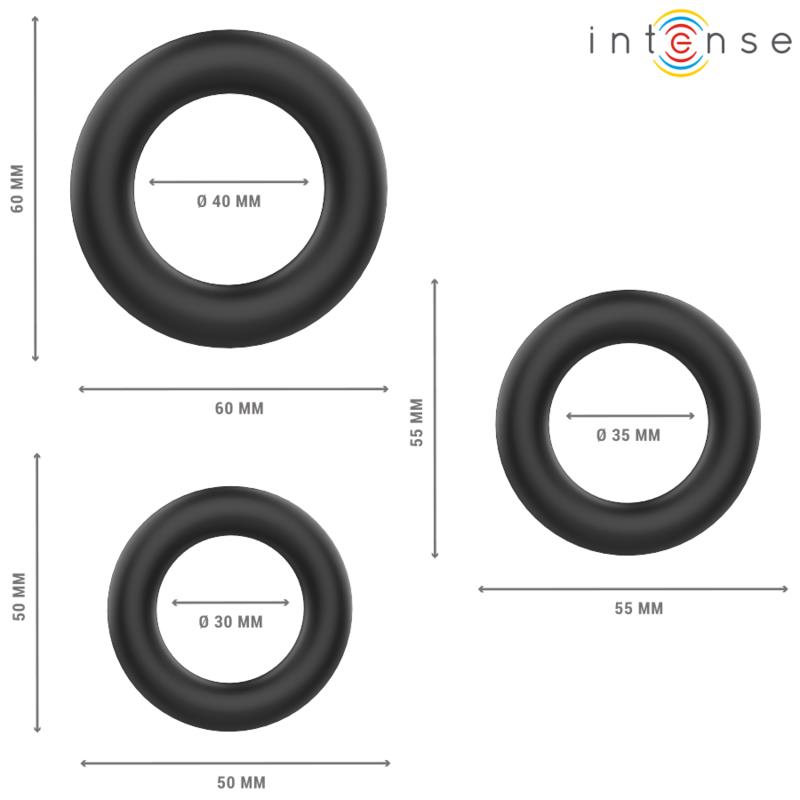 HUGH 3 BASIC SILICONE PENIS RINGS BLACK