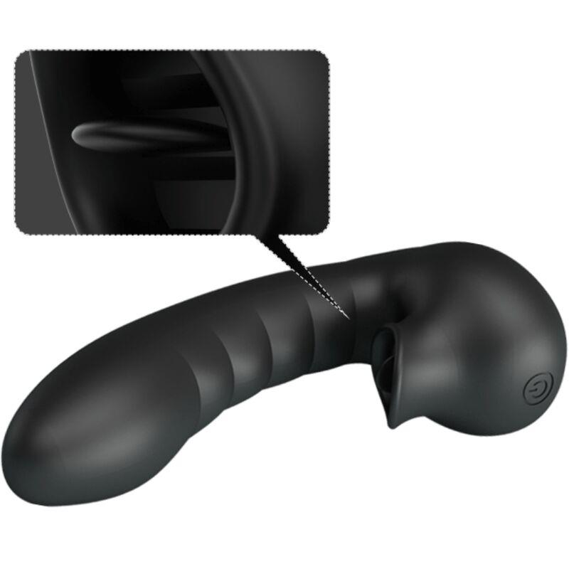 HOBGOBLIN VIBRIRAJUĆA PRSTENASTA NAVLAKA 12 VIBRACIJA + STIMULATOR KLITORISA CRNA