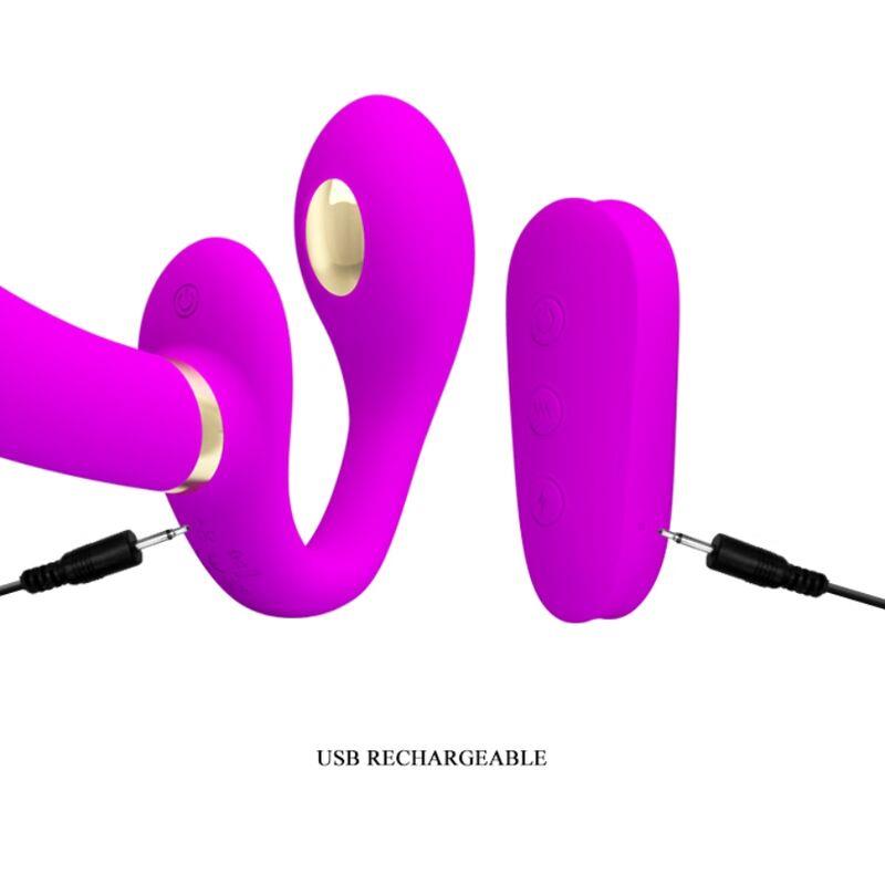 THUNDERBIRD DOUBLE STRAP-ON VIBRATOR REMOTE CONTROL PURPLE