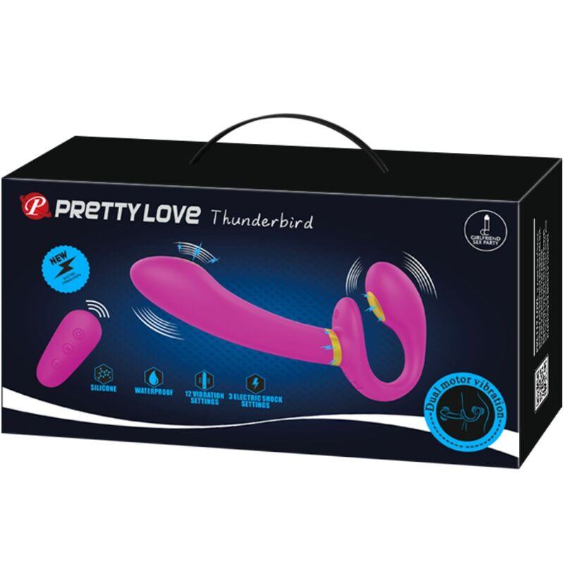 THUNDERBIRD DOUBLE STRAP-ON VIBRATOR REMOTE CONTROL PURPLE