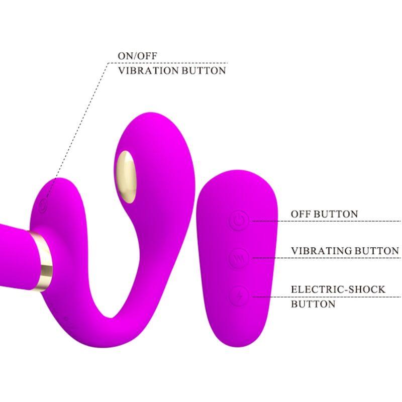 THUNDERBIRD DOUBLE STRAP-ON VIBRATOR REMOTE CONTROL PURPLE