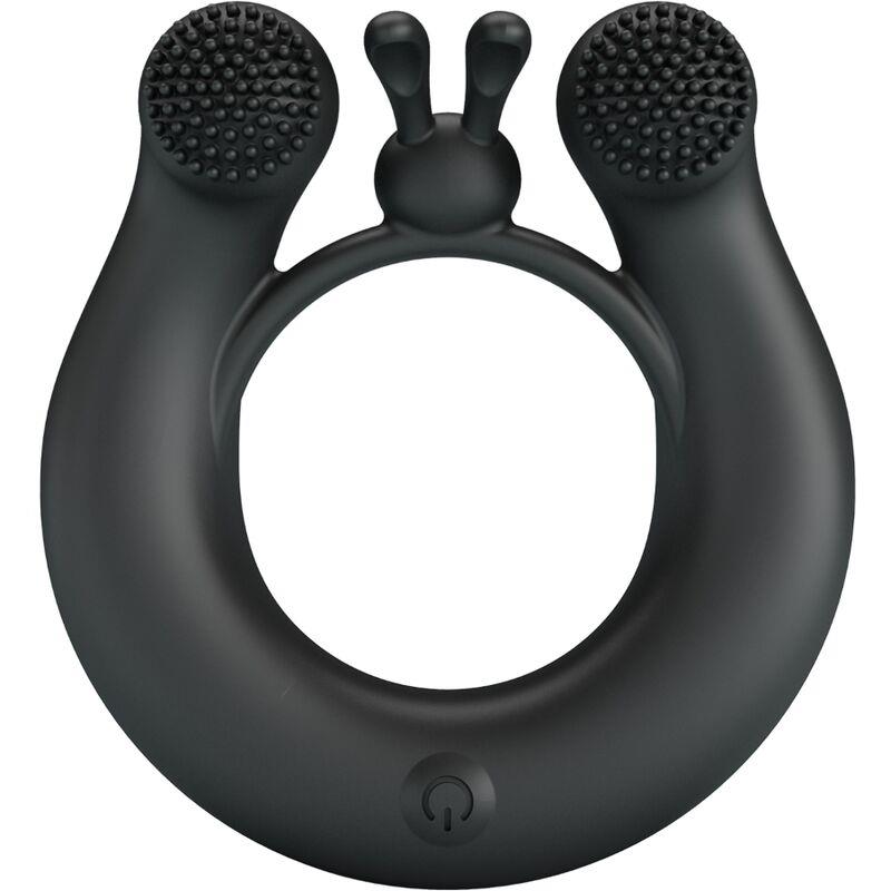 DAHLIA VIBRATING RING + CLITORIS STIMULATOR 12 VIBRATIONS BLACK