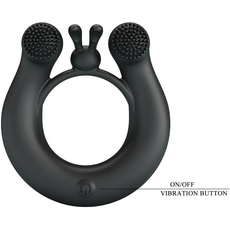 DAHLIA VIBRATING RING + CLITORIS STIMULATOR 12 VIBRATIONS BLACK