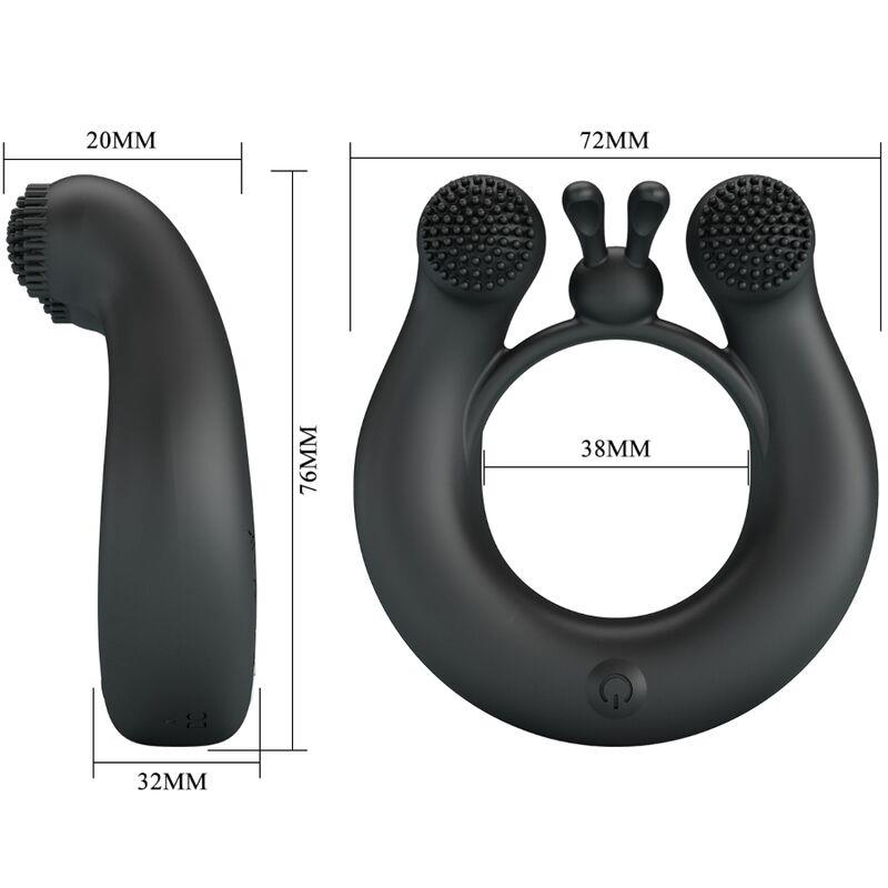 DAHLIA VIBRATING RING + CLITORIS STIMULATOR 12 VIBRATIONS BLACK