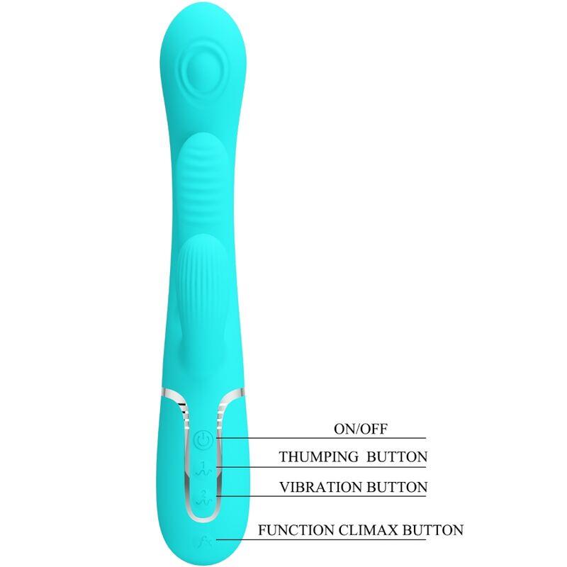 SHANIA TRIPLE RABBIT MULTIFUNCTION VIBRATOR 3 IN 1 BLUE
