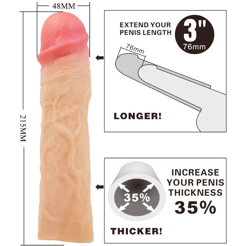 DEREK PENIS SLEEVE WITH 7.6 CM EXTENSION FLESH