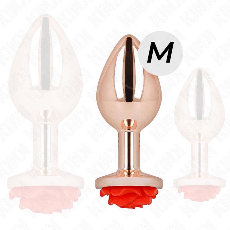PINK GOLD ANAL PLUG WITH RED ROSE M