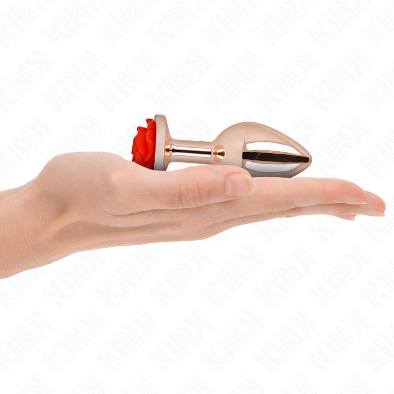 PINK GOLD ANAL PLUG WITH RED ROSE M