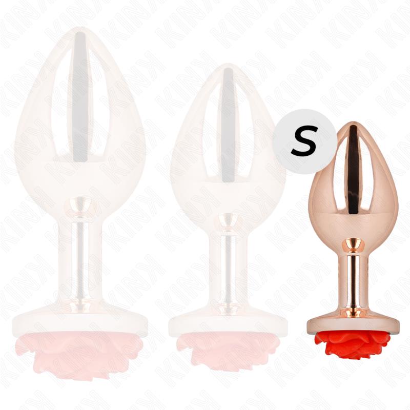 PINK GOLD ANAL PLUG WITH RED ROSE S