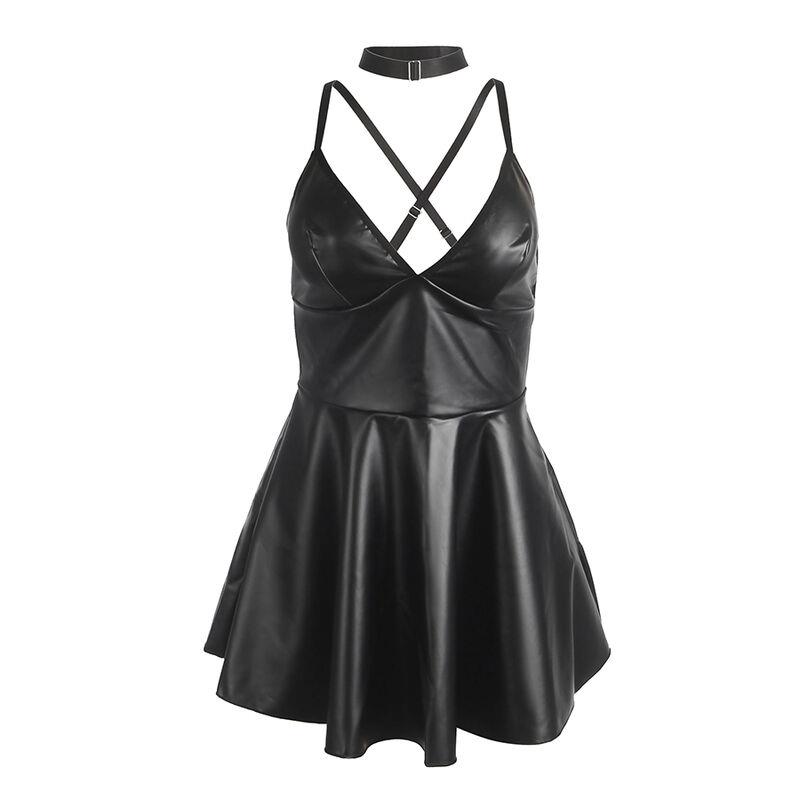 955380 DRESS WITH BLACK LEATHER STRAPS L/XL