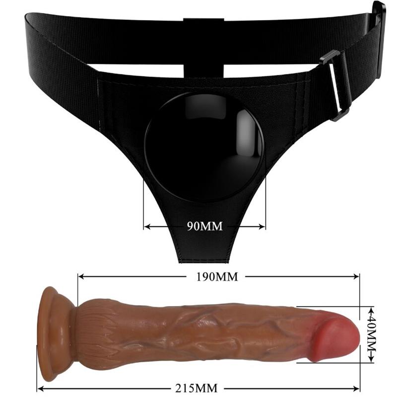 KYTON UNIVERSAL HARNESS BRIEFS WITH SQUIRTING DILDO 19 CM MULATO