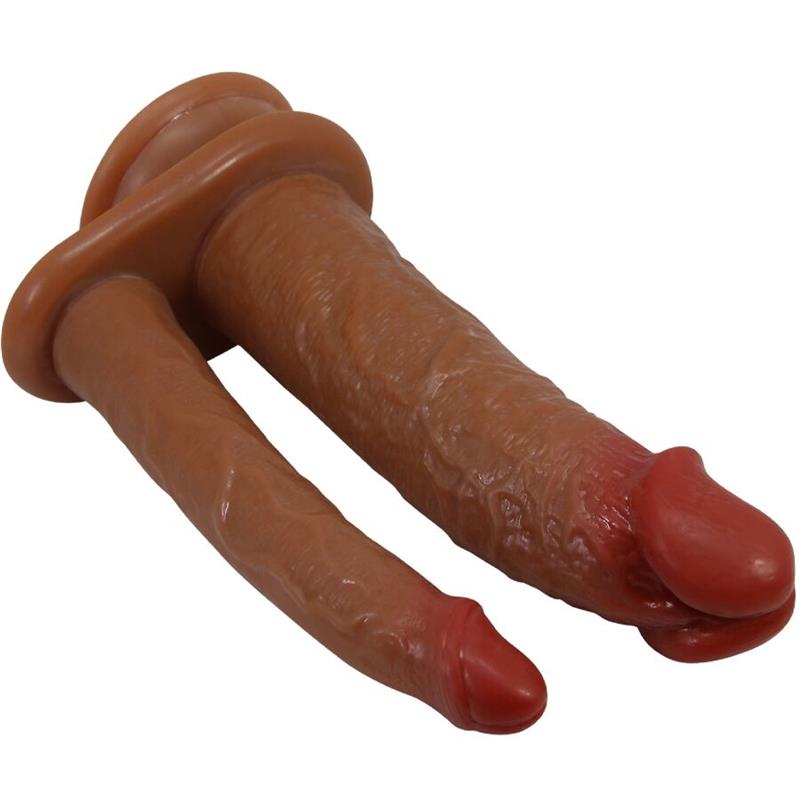 HULBERT DOUBLE REALISTIC DILDO WITH VIBRATION MULATO
