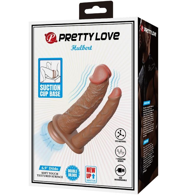 HULBERT DOUBLE REALISTIC DILDO WITH VIBRATION MULATO