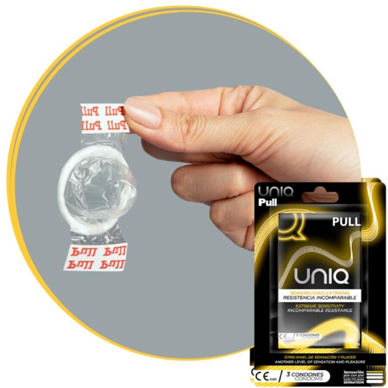 PULL LATEX FREE CONDOMS WITH STRIPS 3 UNITS