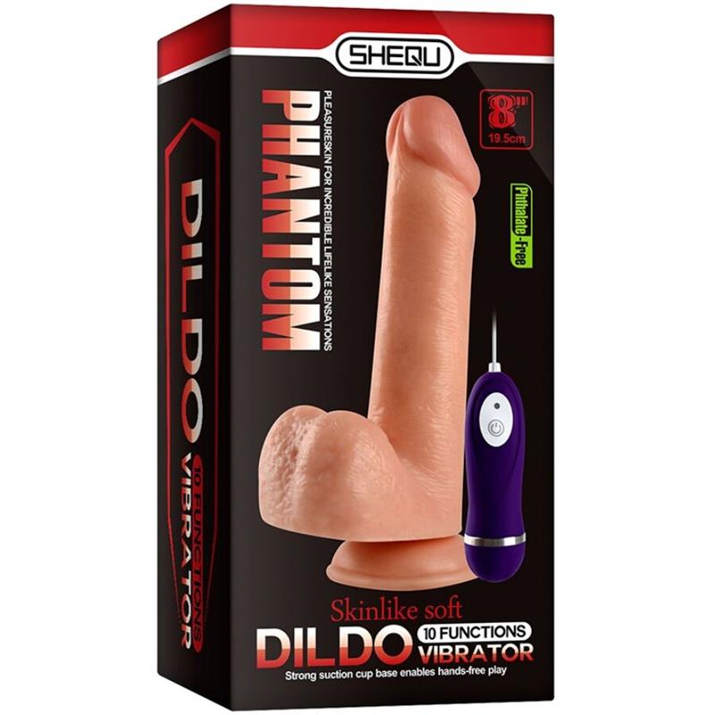 PHANTOM VIBRATING DILDO WITH REMOTE CONTROL 20 CM