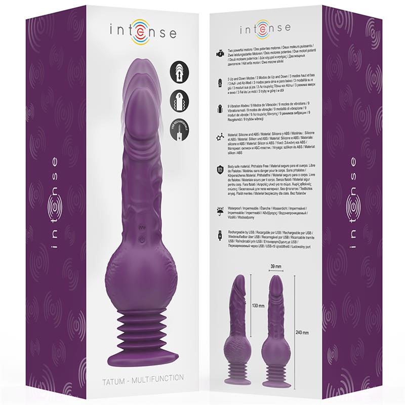TATUM VIŠEFUNKCIONALNI VIBRATOR S GORE-DOLJE VIBRACIJOM 24 CM LJUBIČASTI