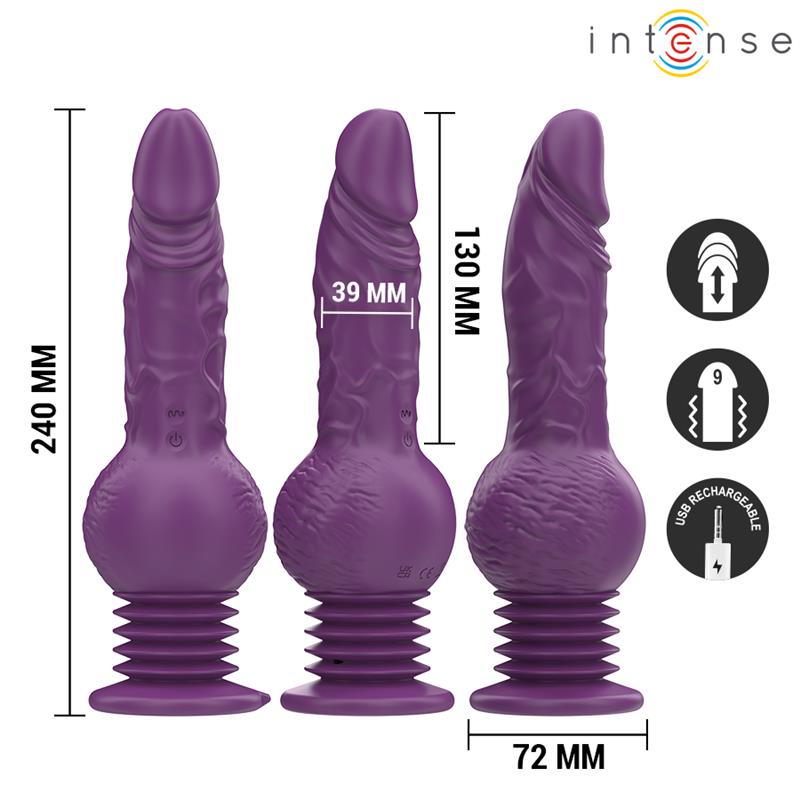 TATUM VIŠEFUNKCIONALNI VIBRATOR S GORE-DOLJE VIBRACIJOM 24 CM LJUBIČASTI